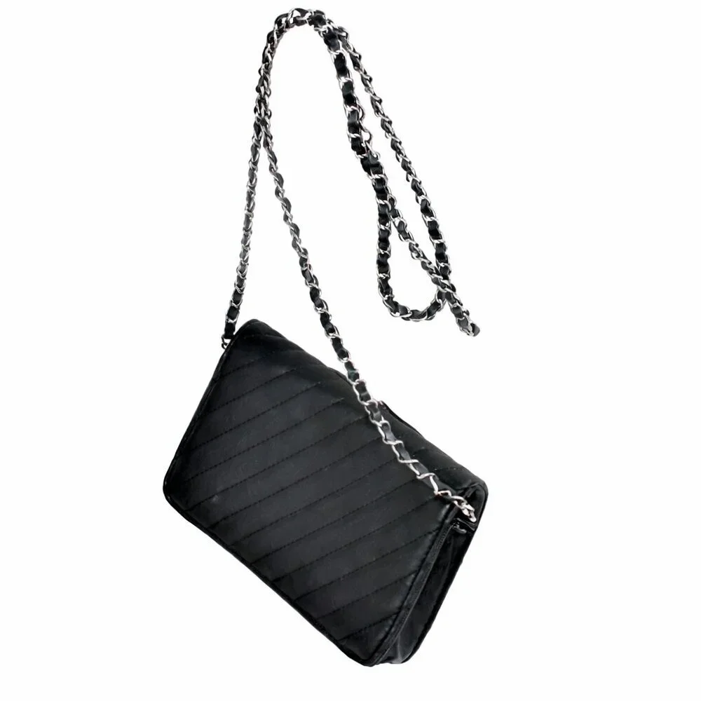 Badgley Mischka Black Studio Quilted Styling Crossbody Bag